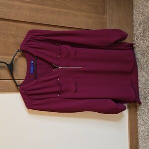 Apt. 9 Burgundy Blouse with Zipper